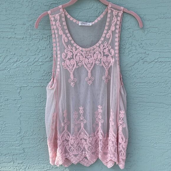 Tea n Rose Los Angeles Sz M/L Sheer Tank - Picture 1 of 9